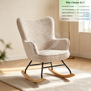 Fauteuil à bascule minimaliste OKAY avec accoudoirs intégrés, pieds en bois naturel, <span class=keywords><strong>canapé</strong></span> individuel de loisirs pour appartement, chaise de salon confortable - Product Image 1