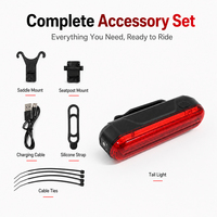 Feu arrière de vélo Jinta Bike super lumineux à LED avec capteur de freinage, indicateur de puissance, 500 mAh, étanche IPX5, 6 modes, pour l'extérieur