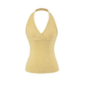Cross V-Neck Halter Solid Vintage Sport <b>Vest</b> <b>Built</b>-<b>in</b> Chest Pad Soft Yoga Wear Quick-drying Breathable Eco-Friendly Tank <b>Top</b> - Product Image 3