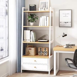 Étagère de rangement pour maquillage en forme d'échelle, présentoir cosmétique en bois avec tiroirs, organisateur de table de toilette rond pour salon - Product Image 2