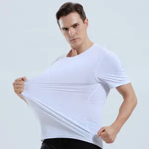 Нейлоновая Спортивная футболка на заказ, Мужская футболка с коротким рукавом, тренировочные футболки для бега, оптовая продажа, уличная одежда, мужская спортивная одежда