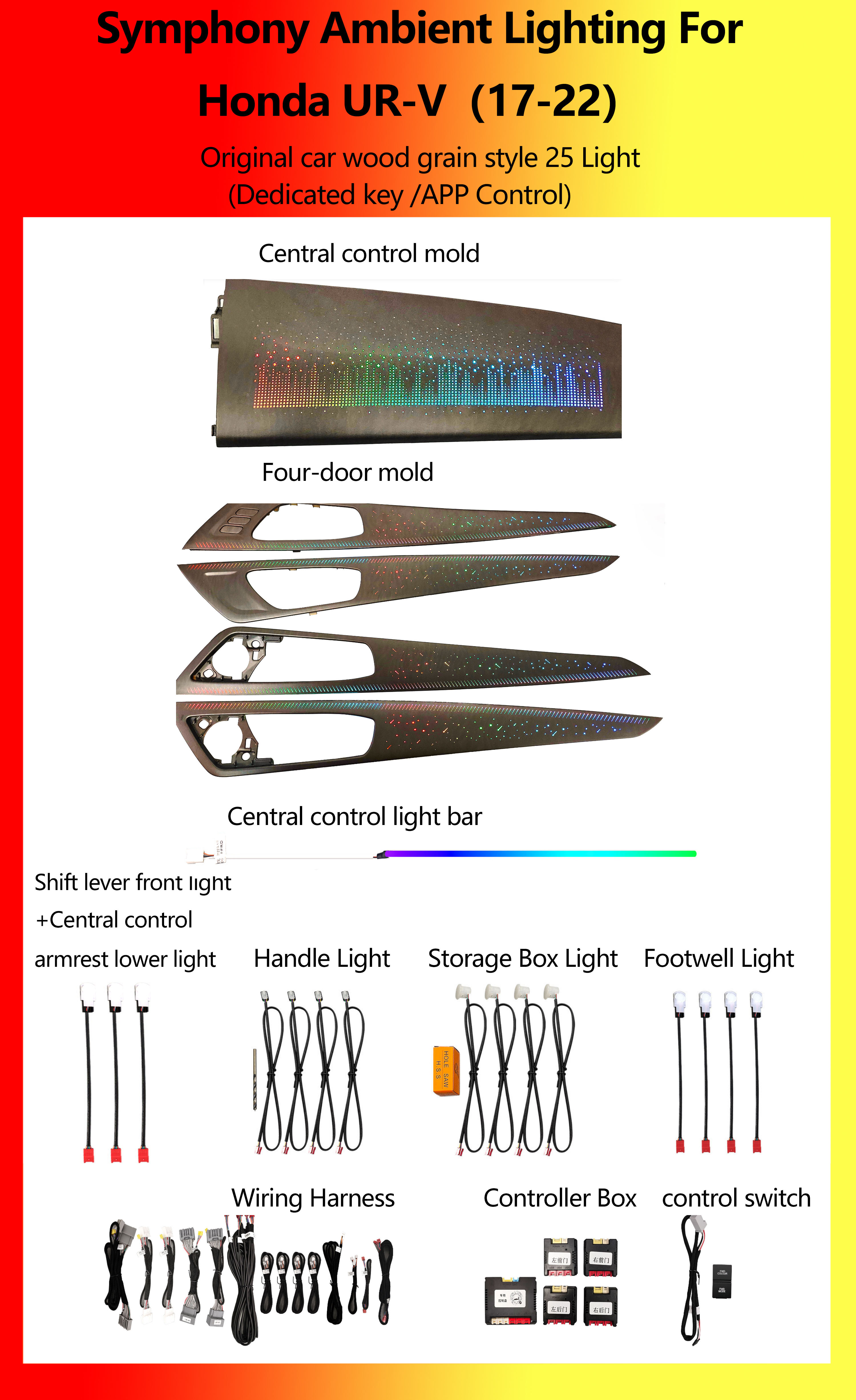 Honda UR-V Estilo original de madera para coche, 25 luces.