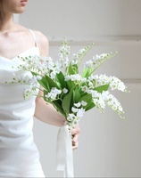 Fleurs artificielles d'orchidée clochette blanches pour bouquet de mariée, décoration de centre de table, lys artificiel de la vallée des muguets
