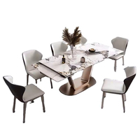Table à manger moderne et commerciale avec 6 chaises, table rectangulaire pour salle à manger, plateau en céramique frittée, ensemble de table à manger écologique et durable