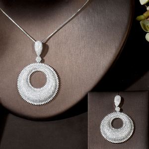 HIBRIDE 2 pièces Mirco CZ pavé cercle pendentif nigéria femmes africaines ensembles de bijoux robe accessoires collier Mujer N-552 - Product Image 3