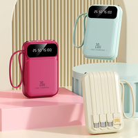 Chargeur portable OEM avec logo, haute capacité 20000 mAh, nouvelle batterie externe à charge rapide 10000 mAh, 4 câbles intégrés, mini batteries externes