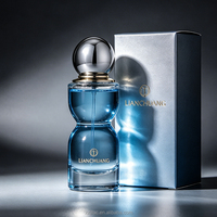 Flacon de parfum vide de luxe en verre en forme de sablier, avec capuchon sphérique noir brillant, capuchon personnalisé et coffret cadeau