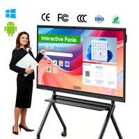 Tableau blanc interactif intelligent 65 75 85 86 pouces 4K, écran sans fil, tableau numérique, système double Android Windows pour salle de classe