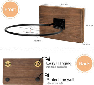 Ensemble de 3 supports de <span class=keywords><strong>basket</strong></span>-ball pour chambre à coucher de garçons décor de sport support mural en bois pour <span class=keywords><strong>basket</strong></span>-ball rangement de football - Product Image 2