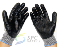 Gants de travail anti-coupure de niveau 5, grande adhérence, norme EN388 4544, 13G HPPE, revêtement en mousse de nitrile noir, micro-mousse.