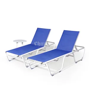 Outdoor Chaise Lounge Chair Patio Beach Reclining Sun Bed Swimming Pool Sun Lounger Metal Aluminum Outdoor Furniture Stack 20pcs