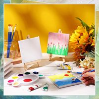 200 pièces Mini toile et chevalet ensemble 100 pièces Mini toile avec 100 pièces chevalets en bois 4x4 en Mini toile tendue pour la peinture