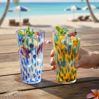 Vente en gros Verres à jus moucheté couleur ambre rose imprimé léopard mexicain personnalisés Tasse à eau potable Verre Highball