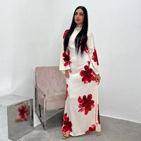 Robe longue décontractée d'été Vanfound 120029 en polyester imprimé à motif floral, coupe ample, longueur cheville, taille personnalisable
