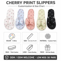 Chaussons d'intérieur unisexes en tissu de coton à motif floral, antidérapants, à semelle souple et silencieuse, avec nœud, lavables en machine, vente en gros