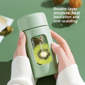 Vaso de Agua de Vidrio de Verano con Diseño Elegante para Mujer, Anticaída, Doble Capa, Aislamiento Térmico, Portátil, Sencillo, Taza Especial para Té de Flores - Product Image 3