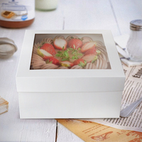 Boîte d'emballage de gâteau personnalisée matériaux de boulangerie bon prix boîtes à gâteau en papier vente en gros couvercle blanc et boîte de base avec fenêtre transparente