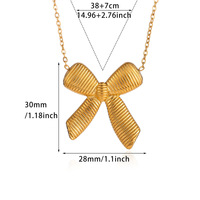 Collier nœud papillon en acier inoxydable plaqué or, résistant à l'eau et inaltérable, best-seller TikTok de Fanhua Jewelry