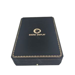 High-End Gift <b>Box</b> For <b>Jewelry</b> Set Sparkly Black Velvet With Gold Foil Inside And Outside - Product Image 5