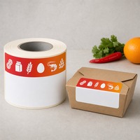 Rouleau d'étiquettes personnalisées d'avertissement d'allergènes avec icônes préimprimées et zone d'écriture pour emballages à emporter