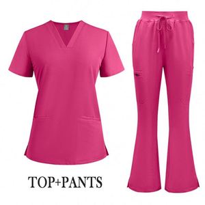 Hot Sale Custom Logo Soft Women's Hospital Surgical Scrubs Spandex Polyester Rayon Surgery Nurse <b>Doctor</b> Scrub <b>Set</b> - Product Image 4