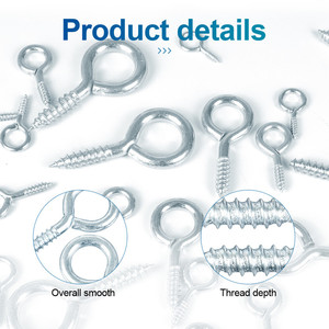 Acier galvanisé 1 # -16 #   Petit œillet à vis en fer zingué pour serviette de bain avec crochets de suspension en métal - Product Image 4