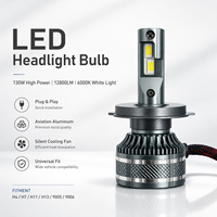 Neue 130W 12800LM LED-Scheinwerferbirne H4 H7 H11 H13 9005 9006 6000K 12V Plug & Play Luftfahrt-Aluminium Geräuschloser Lüfter Auto-Lichtset