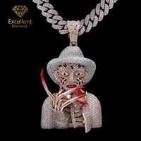 Échantillon rapide, faible MOQ, pendentif personnalisé en argent sterling 925 serti de moissanite pour les acheteurs de bijoux de boutiques urbaines et la vente au détail