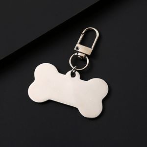 Pendentifs personnalisables en acier inoxydable pour clés, gravés au laser, imprimés UV, en forme d'os pour identification d'animaux de compagnie - Product Image 5