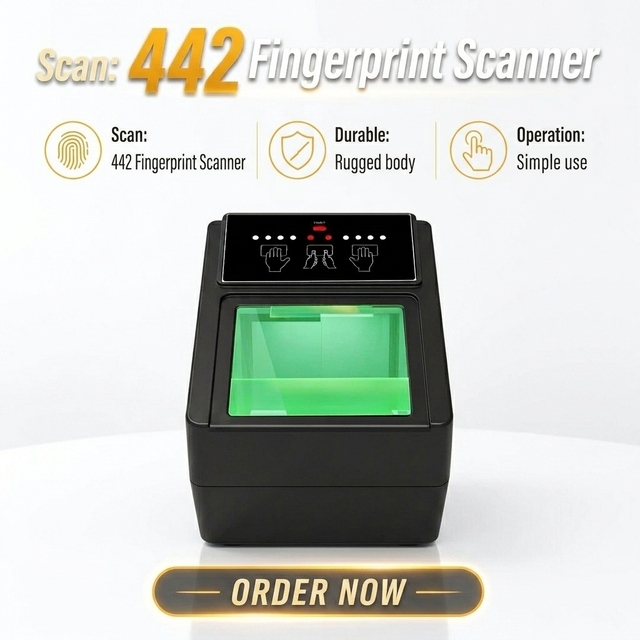 Palm Scanning 4-4-2 Biometric Fingerprint Scanner for Dual Thumb Flat Single Finger Passport Machine Visa Photo Capture