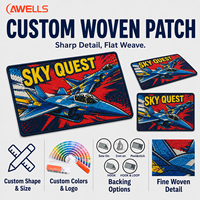 Écusson tissé personnalisé AWELLS avec logo d'aviation Sky Quest pour vestes de pilote et accessoires d'aventure
