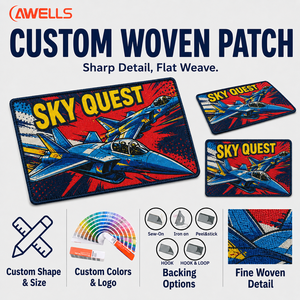 Écusson tissé personnalisé AWELLS avec logo d'aviation Sky Quest pour vestes de pilote et accessoires d'aventure - Product Image 3