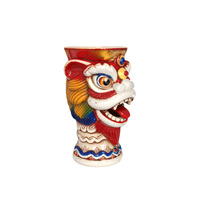Mug Tiki en Céramique en Forme de Danse du Lion, Article de Bar de Haute Qualité pour les Connoisseurs de Cocktails et les Chercheurs de Cadeaux, Personnalisable
