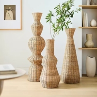 Base de vase en rotin tressé moderne de luxe, support de présentation de fleurs pour mariage, décoration de style rustique, vase sur pied