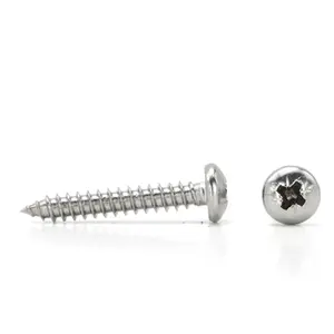 Stainless Steel SS304 Cross Head Wood Screw Slotted Raised Flat Head Self Tapping Screw For Metal