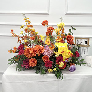 Décoration de mariage luxueuse allée fleur rangées Champagne marron fleur suspendue pour toile de fond de mariage - Product Image 1