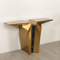 Table d'entrée d'entrée de luxe 3D Italie design haute qualité table console en acier inoxydable brossé or rose