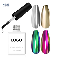 OEM Personnalisé LED/UV Nail Art Longue Durée Base en Chrome Miroir Brillant Clair Gel Top Coat Poudre pour Ongles Chromée Style Français Non Toxique