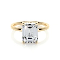 Bague de fiançailles solitaire en or jaune 14 carats avec diamant de laboratoire taille coussin de 4 carats, best-seller