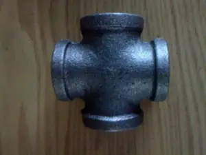 China Manufacture Custom Galvanized Pipe Fitting 4 Way Cross 180 Tee Malleable Iron Pipe Fitting Oem