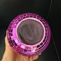 Jardinière élégante en forme de boule Disco, vase à fleurs en mosaïque argenté ou porte-lampe à thé pour déco maison ou bureau