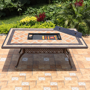 <strong>European</strong> Style Outdoor Cast Aluminum Single Table Barbecue Dining Table for Courtyard Villa Garden Electric Carbon <strong>Grill</strong> Table - Product Image 5
