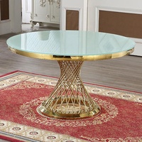 Bens — ensemble de table en acier inoxydable doré, avec plateau en marbre, table à manger moderne pour banquet, mariage, événements