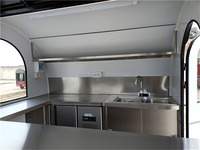Remorque alimentaire rétro pour café, crème glacée, beignets, snacks, machine à expresso, chariot mobile vintage en aluminium à vendre