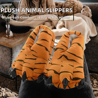 Chaussures à griffes d'animaux en peluche douce pour costume de cosplay, antidérapantes, à bout fermé, confortables pour l'hiver, lumineuses
