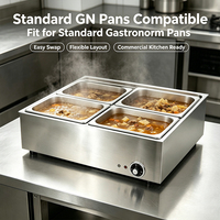 Heavybao Bain-marie commercial en acier inoxydable, chauffe-plats et chauffe-soupe pour restaurant