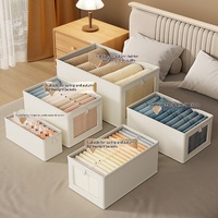 Boîte de rangement moderne en tissu Oxford écologique avec couvercle et fenêtre, grand organisateur de vêtements pour armoire, tiroir et chaussures