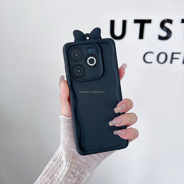 Lovely Bow Design Wavy Border Silicone Phone Case Anti-Fall Back Cover for Itel A18 A100C A100 A70 A06 A50C CITY200