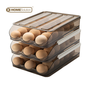 Egg Box Refrigerator Cupboard Transparent Plastic 3 Layers Egg Drawer Holder Tray Rolling Type Preservation Box With Lid