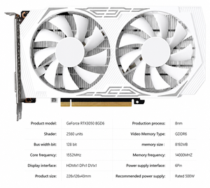 Carte graphique GeForce RTX 3050 haute performance pour PC de bureau gaming, multi-écrans, 8 Go GDDR6, 8 broches, 128 bits, 8 nm, vente en gros usine - Product Image 2